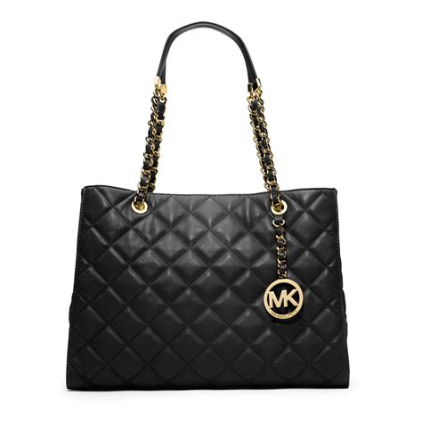 michael kors tote black leather|michael kors black quilted handbags.